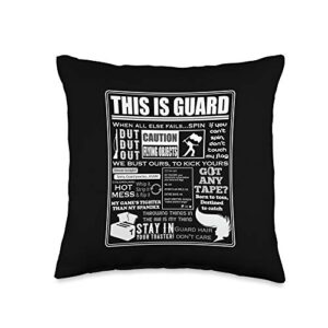 color guard half time show shirts & gifts funny color guard sayings and memes throw pillow, 16x16, multicolor