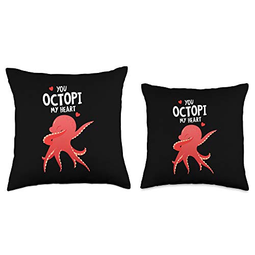 Funny Octopus Valentines Day Illustration You Octopi My Heart-Octopus Valentine's Day Pun Throw Pillow, 18x18, Multicolor