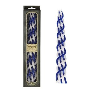 shalhevet light havdalah candle 100% kosher (blue white braid)