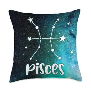 zodiac sign birthday astrology horoscope gift idea pisces horoscope birthday gift galaxy stars zodiac sign throw pillow, 18x18, multicolor