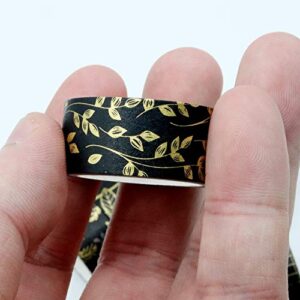 VEYLIN 10Rolls Black Gold Washi Tape, Premium Mixed Size Decorative Masking Tape for Scrapbook Journal