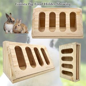 Tfwadmx Rabbit Hay Feeder Chinchilla Grass Holder Small Animals Wooden Feeding Dispenser Bunny Less Wasted Food Manger with Cleaning Set for Guinea Pig Gerbil Hamster Squirrel