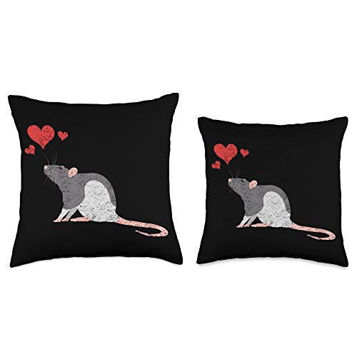 Pet Rat Gift Apparel Cute Rat Lover Heart Beat Rodent Gift Throw Pillow, 18x18, Multicolor