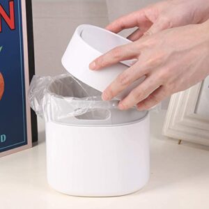 Sheebo Modern Plastic Mini Wastebasket Trash Can with Lid and 180 Counts Strong Mini Trash Bag Bundle