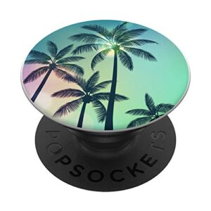 exotic plant palm tree leaves sunny beach summer tropical popsockets popgrip: swappable grip for phones & tablets