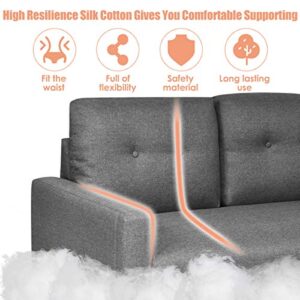 POWERSTONE Mid-Century Loveseat Fabric Modern Upholstered Sofa Couch with Removable Thick Backrest Elastic Cushion 2-Seat Armchair for Living Room Office