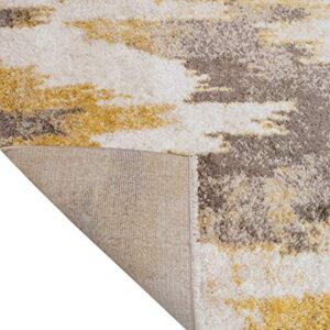 NOORI RUG - Premium & Luxury Imported - Lux Emma Machine Made High Pile Ikat - Rectangle - Brown - Gold - 10' x 14', Bedroom, Dining Room