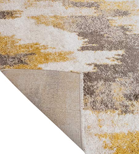 NOORI RUG - Premium & Luxury Imported - Lux Emma Machine Made High Pile Ikat - Rectangle - Brown - Gold - 10' x 14', Bedroom, Dining Room