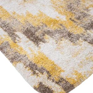 NOORI RUG - Premium & Luxury Imported - Lux Emma Machine Made High Pile Ikat - Rectangle - Brown - Gold - 10' x 14', Bedroom, Dining Room