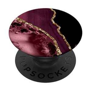 burgundy faux marbled agate stylish luxury popsockets swappable popgrip
