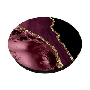 Burgundy Faux Marbled Agate Stylish Luxury PopSockets Swappable PopGrip