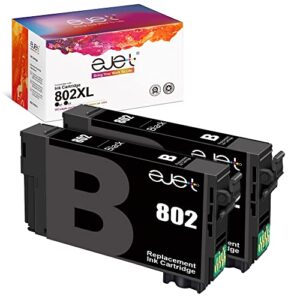 802xl black ink cartridges remanufactured replacements ink for epson 802 xl ink cartridges compatible for epson workforce pro wf-4720 wf-4730 wf-4734 wf-4740 all-in-one printer (2 pack, 802xl black)