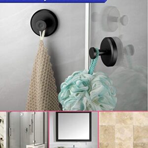 HOME SO Suction Cup Hooks for Shower, Bathroom, Kitchen, Glass Door, Mirror, Tile – Loofah, Towel, Coat, Bath Robe Hook Holder for Hanging up to 15 lbs – Waterproof, Dark, Matte Black (2-Pack)