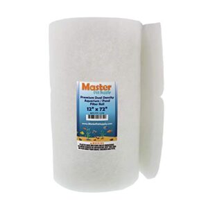 master pet supply premium dual density aquarium filter pad roll, cut to fit 12" by 72" filtration media for freshwater, saltwater aquariums, koi ponds, fish reef tank, terrariums - crystal clear water