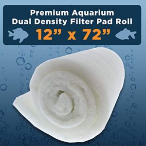 Master Pet Supply Premium Dual Density Aquarium Filter Pad Roll, Cut to Fit 12" by 72" Filtration Media for Freshwater, Saltwater Aquariums, Koi Ponds, Fish Reef Tank, Terrariums - Crystal Clear Water