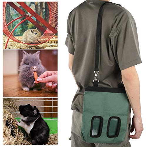 Rabbit Feeding Bag, Hanging with Feeding Hole 600D Oxford Cloth Hay Feeding Bag, for Small Pets Rabbit Small Animals(Green)