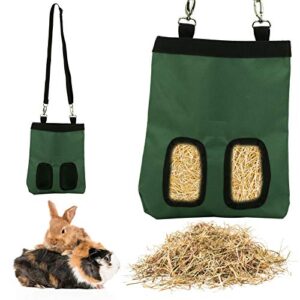 Rabbit Feeding Bag, Hanging with Feeding Hole 600D Oxford Cloth Hay Feeding Bag, for Small Pets Rabbit Small Animals(Green)