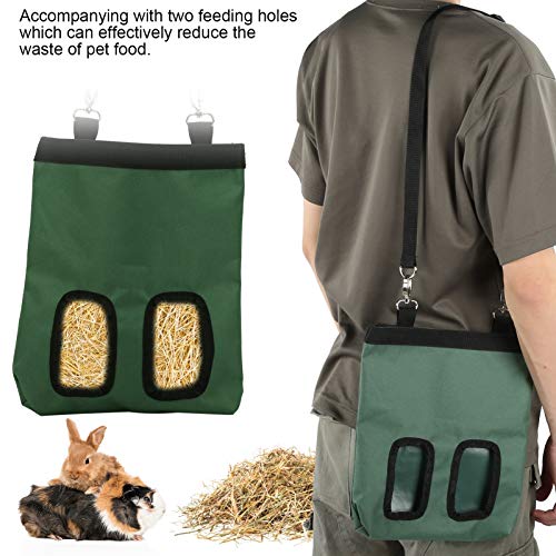 Rabbit Feeding Bag, Hanging with Feeding Hole 600D Oxford Cloth Hay Feeding Bag, for Small Pets Rabbit Small Animals(Green)