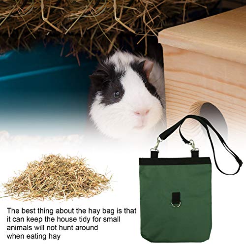 Rabbit Feeding Bag, Hanging with Feeding Hole 600D Oxford Cloth Hay Feeding Bag, for Small Pets Rabbit Small Animals(Green)