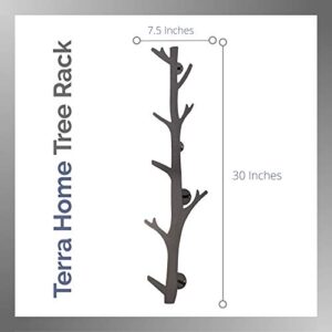 TERRA HOME Coat Tree - Hat Rack for Baseball Caps, Coats, Purse- Wall Coat Rack with 8 Hooks - Hat Rack for Wall to Design Your Wall Space Modern - Coat Rack Wall Mount Decorates Wall Art