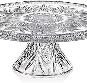 Lefonte Cake Stand, Crystal Footed Cake Plate Platter