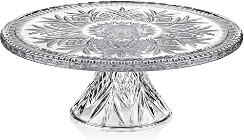 Lefonte Cake Stand, Crystal Footed Cake Plate Platter