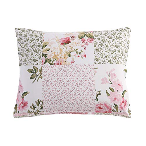 Laura Ashley Home - King Comforter Set, Reversible Cotton Bedding, Includes Matching Shams with Bonus Euro Shams & Throw Pillows (Ailyn Pink, King)