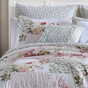 Laura Ashley Home - King Comforter Set, Reversible Cotton Bedding, Includes Matching Shams with Bonus Euro Shams & Throw Pillows (Ailyn Pink, King)