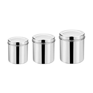 vinod stainless steel deep dabba, airtight storage container, 3 piece set - 350 ml, 500 ml, 750 ml