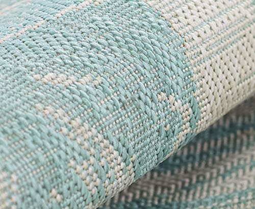 Momeni Riviera Transitional Indoor/Outdoor Area Rug, Aqua, 5'3" X 7'