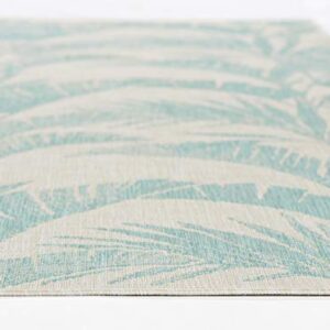 Momeni Riviera Transitional Indoor/Outdoor Area Rug, Aqua, 5'3" X 7'