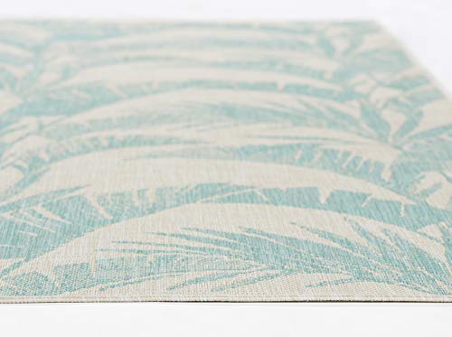 Momeni Riviera Transitional Indoor/Outdoor Area Rug, Aqua, 5'3" X 7'