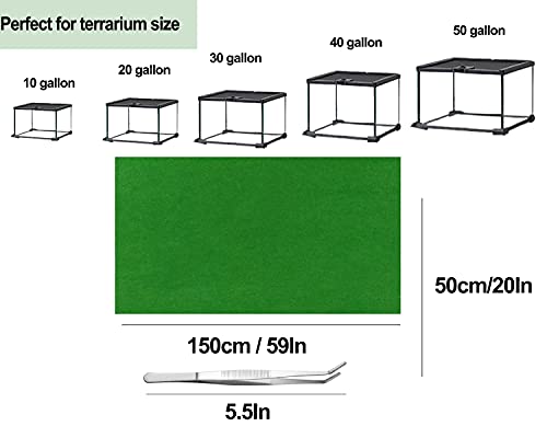 Mechpia 59" x 20" Reptile Carpet, Terrarium Extra Large Mat Liner Bedding Reptile Substrate Supplies for Bearded Dragon Lizard Leopard Gecko Snake Tortoise (Green)