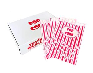 100% greaseproof white kraft paper bags, 100 popcorn bags 1 once - perfect size for theater, movies, birthday parties celebration - great carnival light snacking bags - popcorn bags for party - sturdy paper bags.