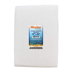 master pet supply premium aquarium filter pad, cut to fit 10" by 30" micron filtration media for freshwater, saltwater aquariums, fish tanks, koi ponds, terrariums, reefs - clean crystal clear water