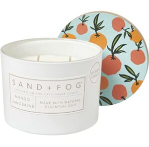 sand + fog mango tangerine scented candle, double wick, 12 oz (white)