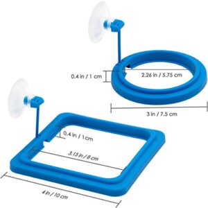 QA 2 Pieces Fish Feeding Ring Aquarium Fish Safe Fixed-Point Floating Fish Food Feeder Circle Square and Round with Suction Cup, Reduces Wastage and Maintains Water Quality for Fish Tank