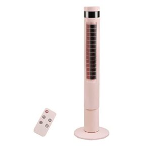 r.w.flame tower fan with oscillation, remote control, 3 wind modes,time settings, portable bladeless floor fans for home with children/pets/elders(pink, 43")