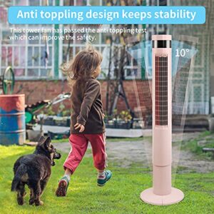 R.W.FLAME Tower Fan with Oscillation, Remote Control, 3 Wind Modes,Time Settings, Portable Bladeless Floor Fans for Home with Children/Pets/Elders(Pink, 43")