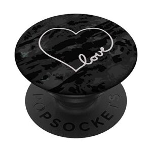 white heart love black popsockets popgrip: swappable grip for phones & tablets