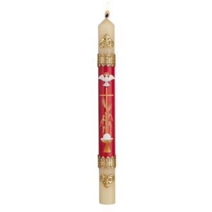 cb church supply hand decorated sacramental confirmation candle by will & baumer, 9.75-inch, ihs
