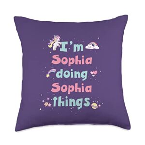 personalized sophia first name apparel & gifts cute sophia personalized first name girls throw pillow, 18x18, multicolor