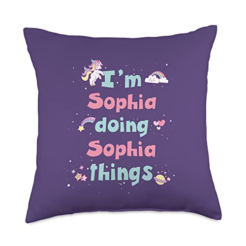 Personalized Sophia First Name Apparel & Gifts Cute Sophia Personalized First Name Girls Throw Pillow, 18x18, Multicolor