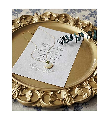 CheeseandU Gilded Dinner Plate Vintage Gold Serving Tray Dessert Steak Tray Bbq Food Container,Towel Tray Storage Tray Fruit Trays Cosmetics Jewelry Organizer Wedding Décor Plate, Plastic Round 13"