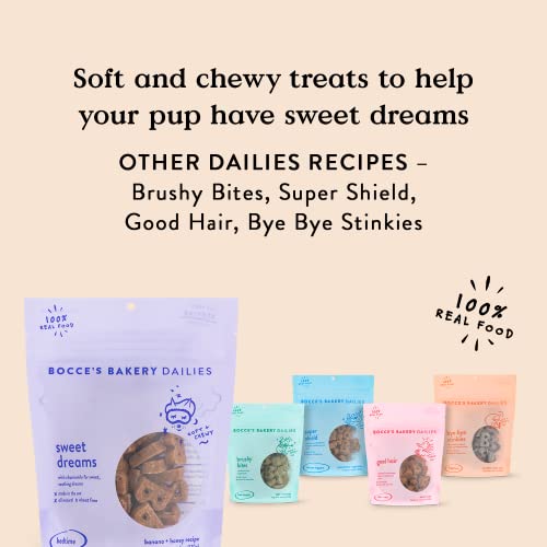 Bocce's Bakery Dailies Sweet Dreams Dog Treats for Bedtime Support, Wheat-Free Dog Treats, Made with Real Ingredients, Baked in The USA, All-Natural Soft & Chewy, Banana & Honey, 6 oz