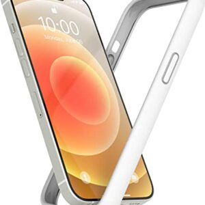 K TOMOTO Compatible iPhone 12 Mini Bumper Case (5.4 Inch), Soft Liquid Silicone Bumper Case [Shock-Absorb] [Raised Edge Protection] [Drop Protection] [MagSafe Compatible] Frame Bumper Case, White
