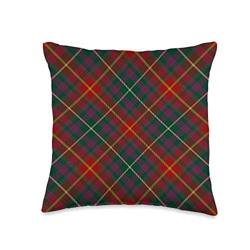 The Celtic Flame Plaid Tartans County Meath Irish Tartan Plaid Throw Pillow, 16x16, Multicolor