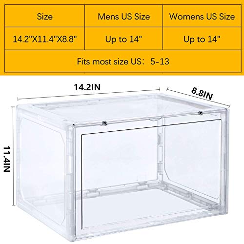 BALAXIN Clear Plastic Shoe Box, Stackable , Magnetic Side Opening, Sneaker Display 1 (PCS)