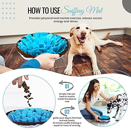 TOMAHAUK Snuffle Mat for Dogs – Interactive Feed Game/Dog Puzzle Toy That Helps with Stress Relief, Foraging Skills, Brain Stimulation and Boredom (Blue)