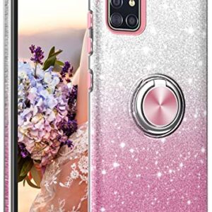 Samsang Galaxy A51 Case,Nicelycase Bling Sparkly Glitter Cute Phone Case for Women Girls with Kickstand,Slim Fit Drop Protection Shockproof Cover for Samsung Galaxy A51 - Pink